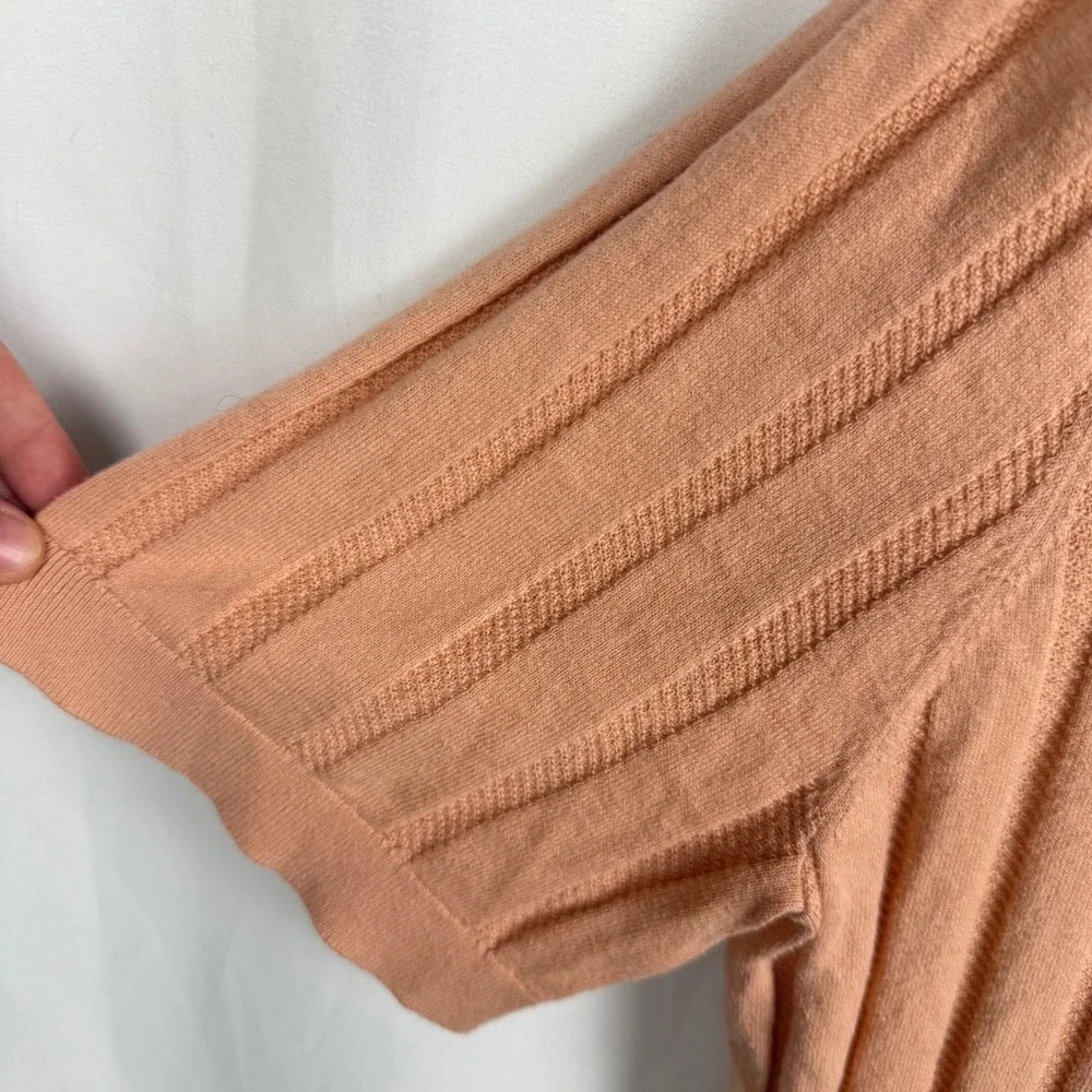 Ted Baker Peach Ribbed Short Sleeve Sweater Collared Polo XXL Coastal Old Money